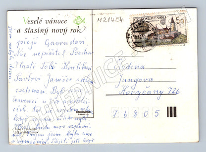 Pohlednice vánoční svíčka rukopis 1971 (M21454)
