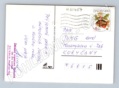 Pohlednice vánoční svíčky ozdoby použitá (M21457)