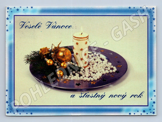 Pohlednice vánoční svíčka a ozdoby 2001 (M21463)
