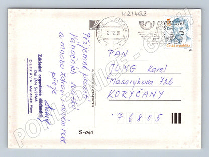 Pohlednice vánoční svíčka a ozdoby 2001 (M21463)
