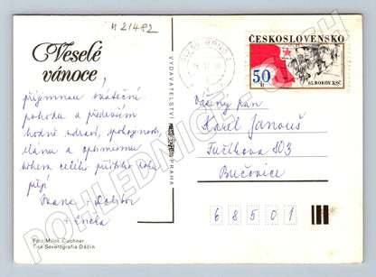 Pohlednice vánoční jablka ořechy větvičky 1986 (M21482)