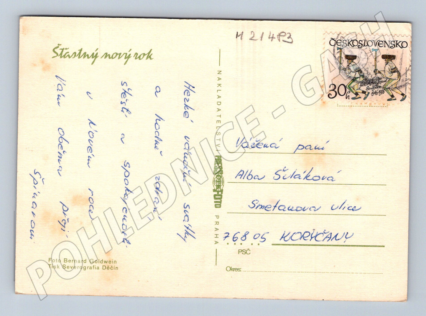 Pohlednice novoroční zátiší s jablky 70 léta (M21483)