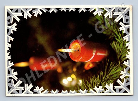 Pohlednice vánoční svíčka 1977 malý formát (M21485)