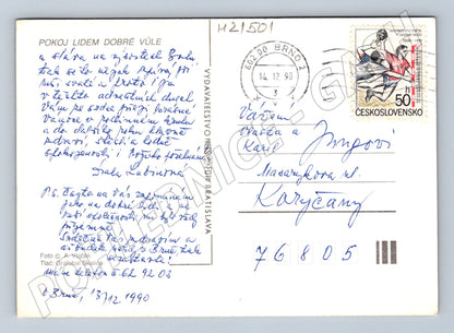 Pohlednice vánoční betlém psaná 1990 (M21501)