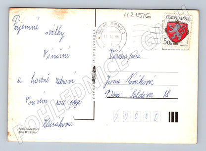 Pohlednice vánoční svíčka známka razítko 1986 (M21516)