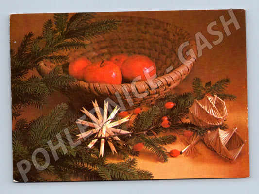 Pohlednice vánoční tradiční motiv prošlá 1986 (M21518)