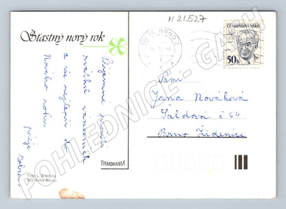 Pohlednice PF 1986 zimní krajina zaslaná známka (M21527)