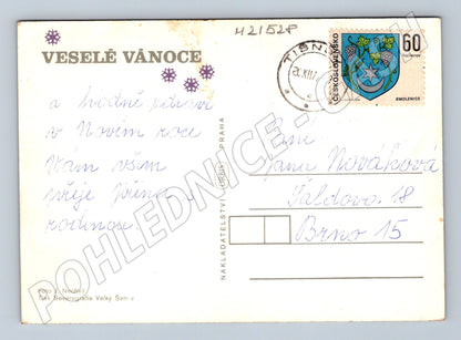 Pohlednice vánoční svíčka zaslaná známka 1973 (M21528)