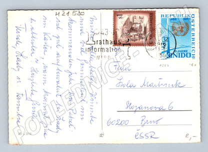 Pohlednice vánoční z Rakouska do Brna 70. léta (M21530)