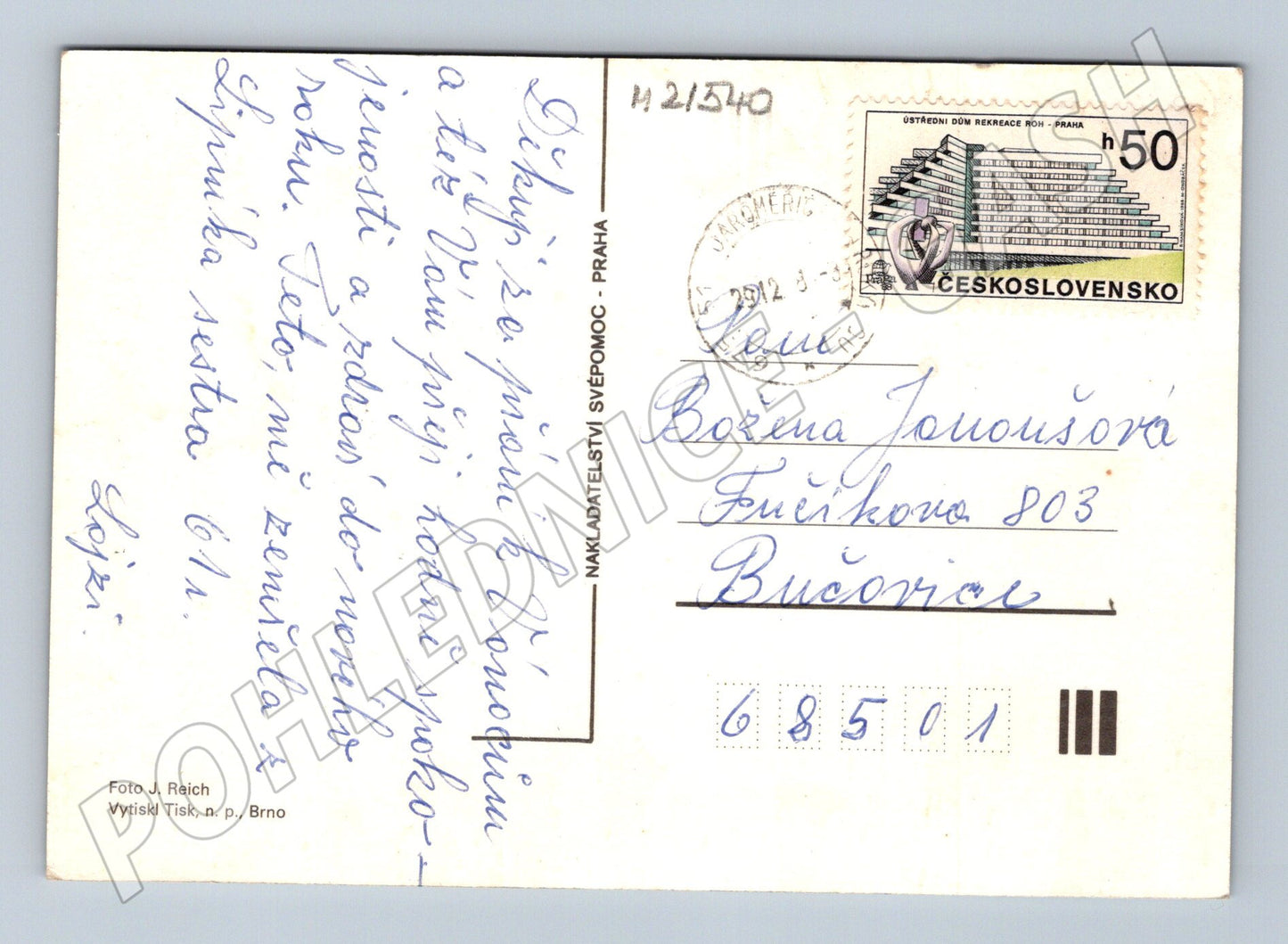 Pohlednice zimní česká krajina prošlá poštou (M21540)