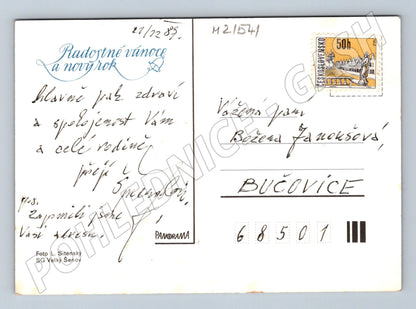 Pohlednice zimní panorama českých hor odeslaná 1987 (M21541)