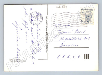 Pohlednice Vánoce zimní krajina Slovensko 1980 (M21544)