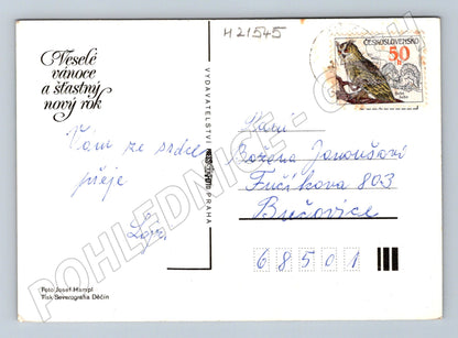 Pohlednice vánoční svíčka ořechy větvička 50h (M21545)