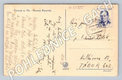 Pohlednice Červená nad Vltavou Pension Pazourek PP 1951 (M2155)