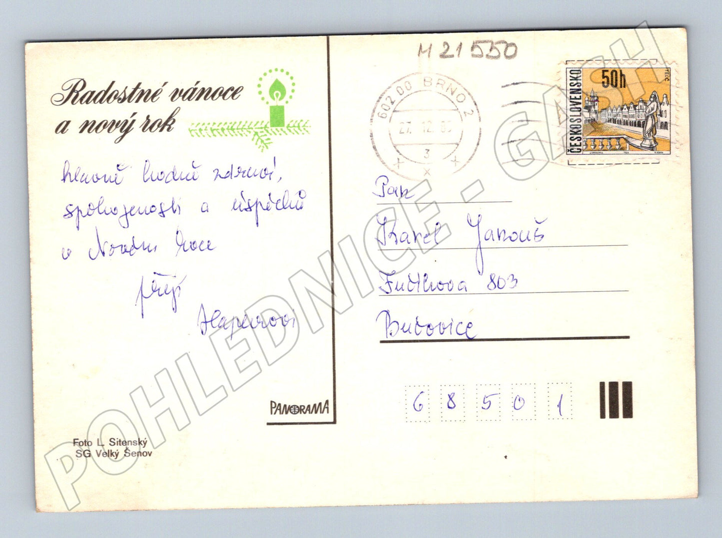Pohlednice zimní krajina odeslaná 1983 (M21550)