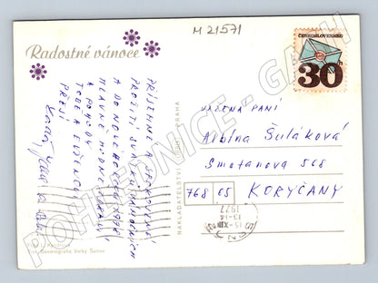 Pohlednice vánoční přírodní ozdoby prošlá 1971 (M21571)