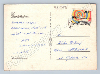 Pohlednice novoroční hodiny ČSR použité (M21585)
