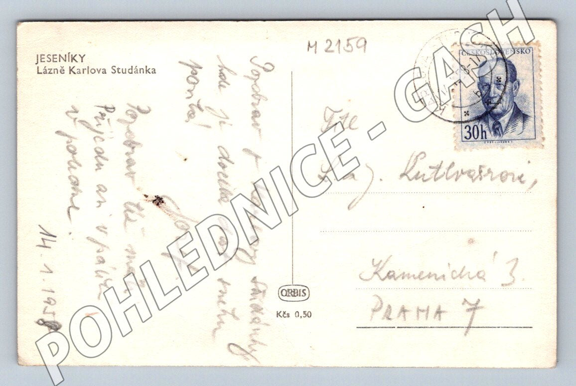 Pohlednice Jeseníky Karlova Studánka PP 1958 (M2159)