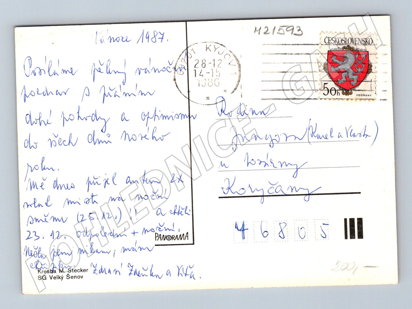 Pohlednice ilustrace M Stecker odeslaná 1987 (M21593)