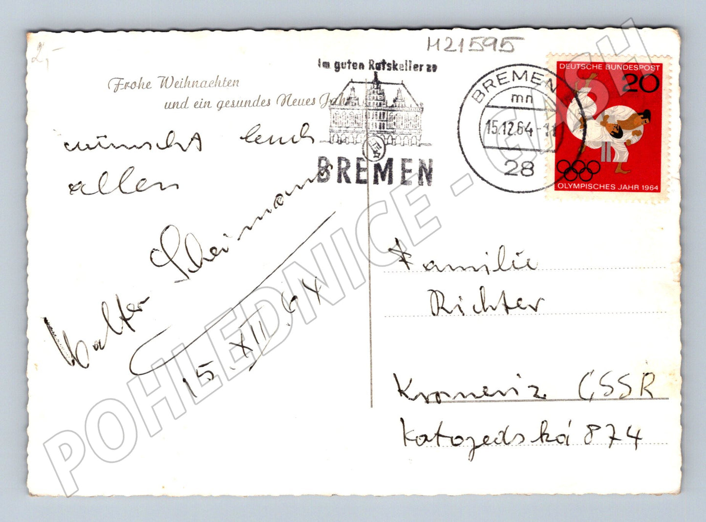 Pohlednice vánoční Německo Bremen 1964 (M21595)