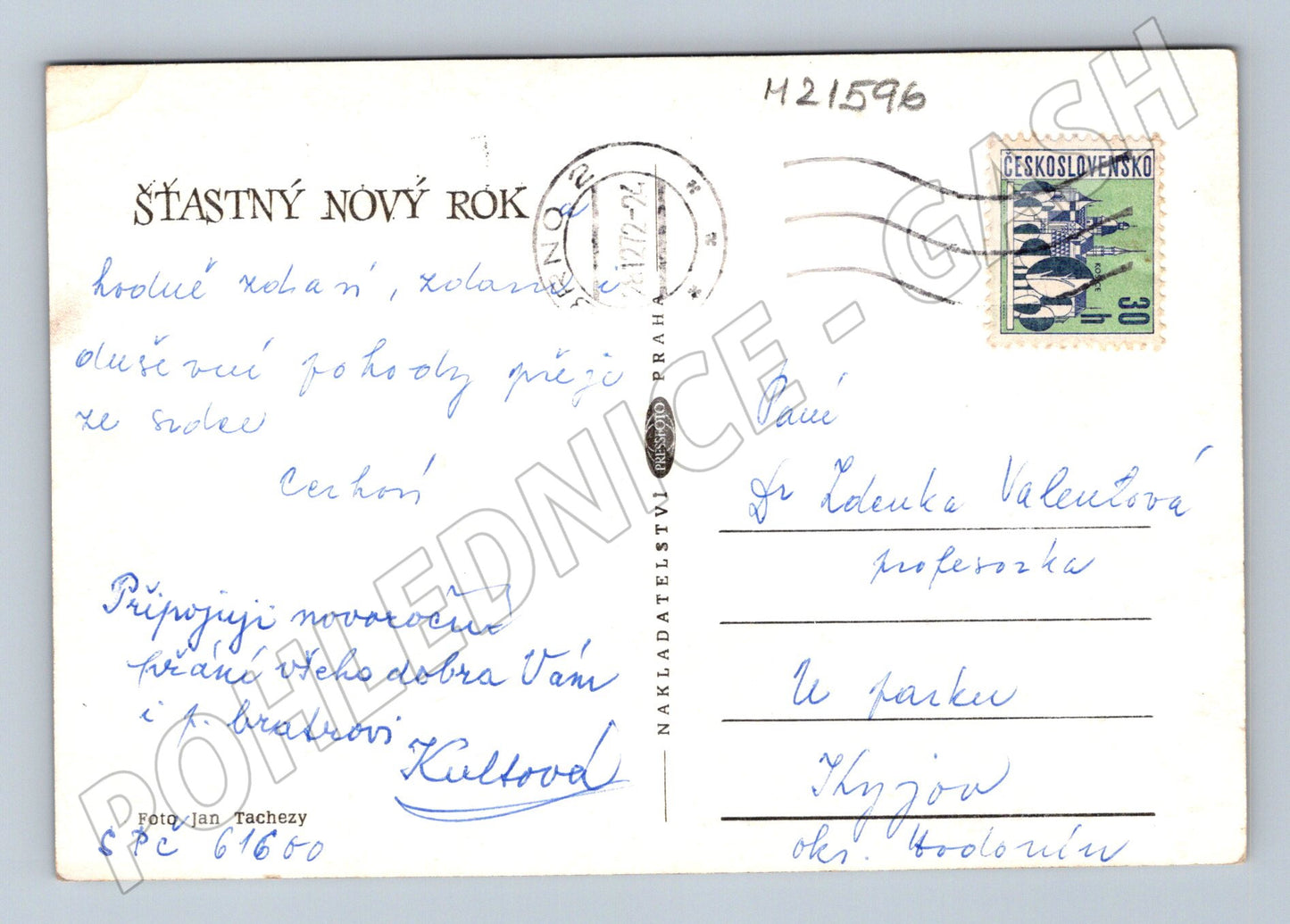 Pohlednice novoroční zrcadlo svíčka pohárky (M21596)