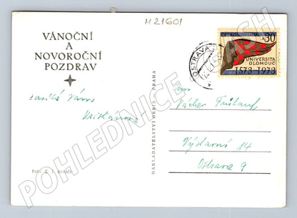 Pohlednice vánoční zimní krajina prošlá (M21601)