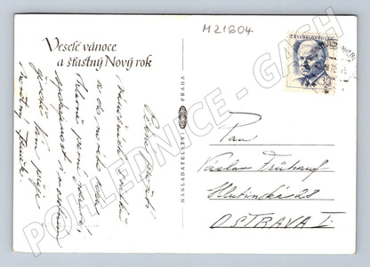 Pohlednice vánoční černobílá malý formát (M21604)