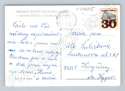 Pohlednice zimní motiv zasněžené větve 1966 (M21605)