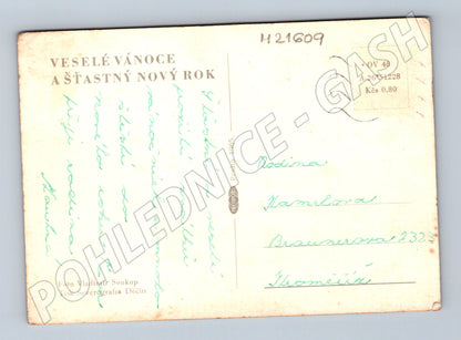 Pohlednice zimní krajina hory chaty (M21609)