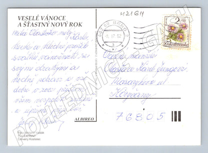 Pohlednice vánoční děti u brány psi (M21611)