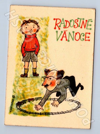 Pohlednice Radostné Vánoce Kratochvíl 1961 (M21616)
