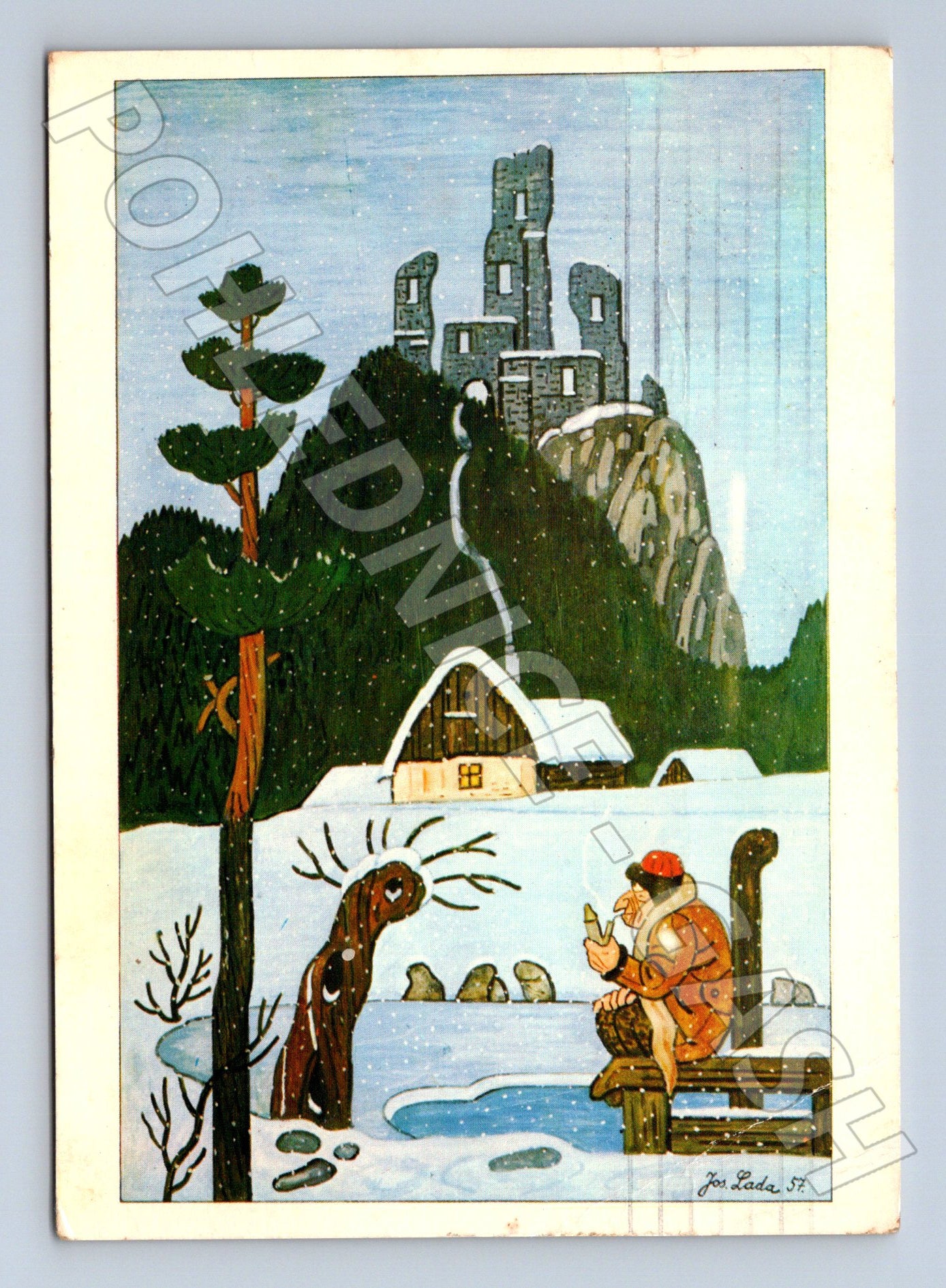 Pohlednice Josef Lada zimní krajina 1981 (M21626)