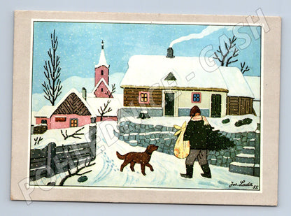 Pohlednice Josef Lada Zima na vesnici 1955 (M21628)