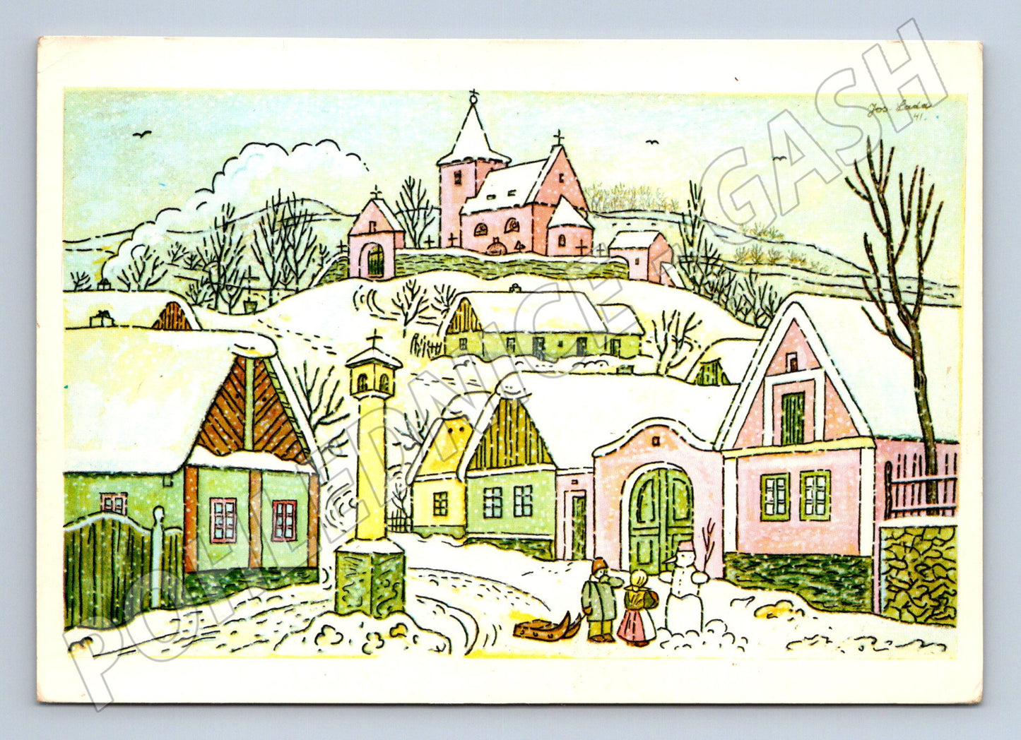 Pohlednice Josef Lada zimní vesnice 1985 (M21630)