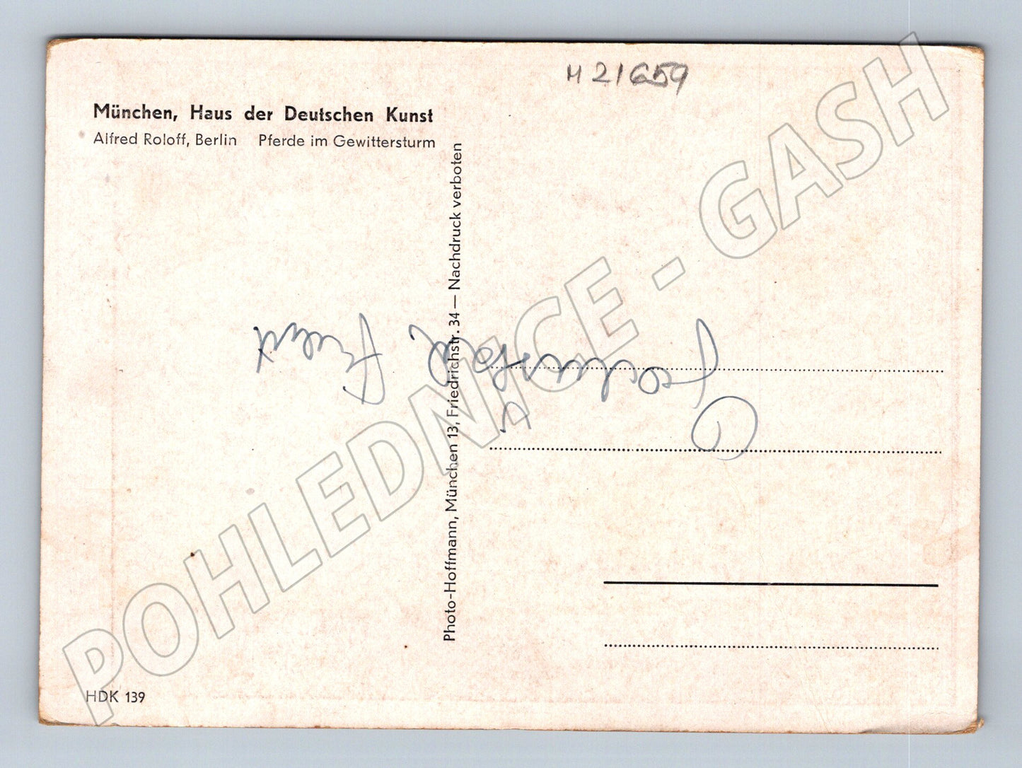 Pohlednice Alfred Roloff koně v bouři (M21659)