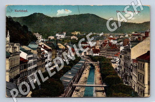 Pohlednice Karlovy Vary Karlsbad Alte und Neue Wiese 1919 (M2166)