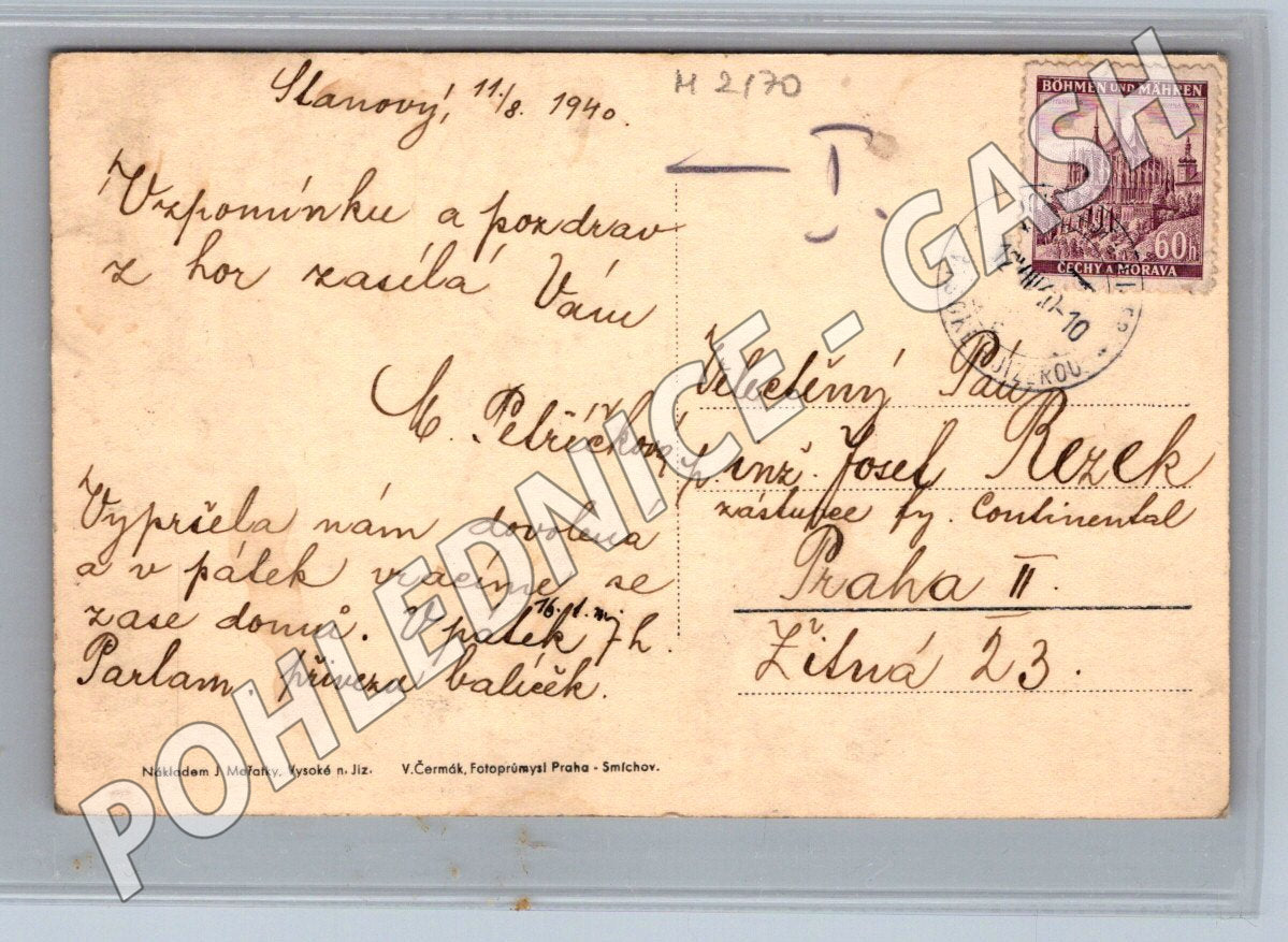 Pohlednice Vysoké nad Jizerou dům Dr Kramáře 1940 (M2170)