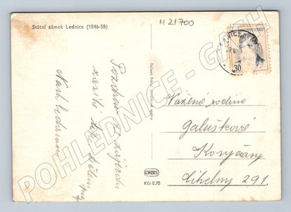 Pohlednice zámek Lednice černobílá (M21700)