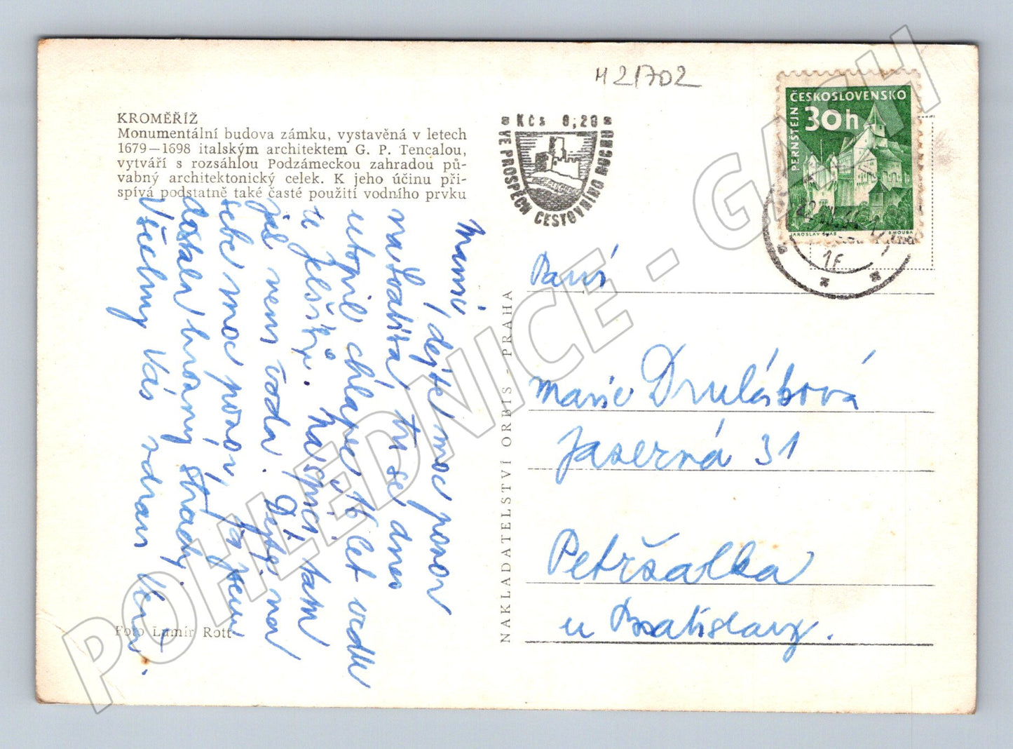 Pohlednice Kroměříž zámek zahrada (M21702)