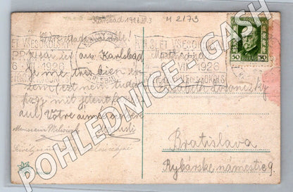 Pohlednice Karlovy Vary  rozhledna Freundschaftshöhe 1926 (M2173)