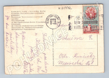 Pohlednice Karlovy Vary kolonáda 1952 (M21772)