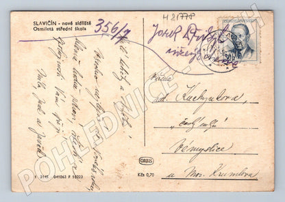Pohlednice Slavičín sídliště škola (M21778)