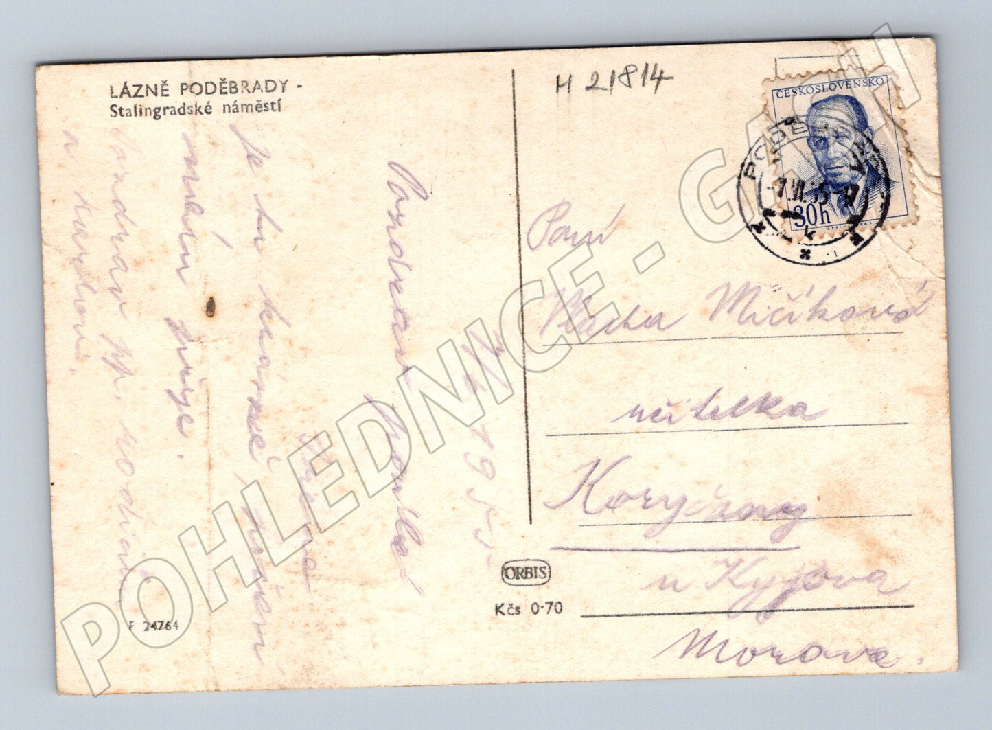 Pohlednice Poděbrady Stalingradské náměstí 1959 (M21814)