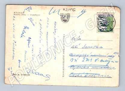 Pohlednice Přerov Husova třída Grandhotel 1960 (M21816)