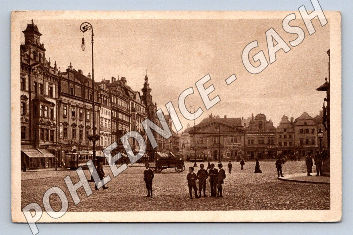 Pohlednice Plzeň náměstí jihovýchodní roh 1913 (M2182)
