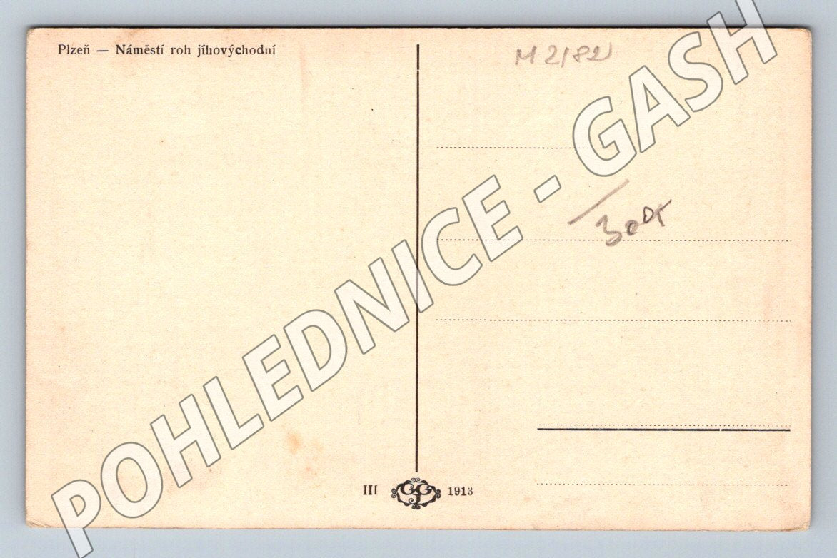Pohlednice Plzeň náměstí jihovýchodní roh 1913 (M2182)