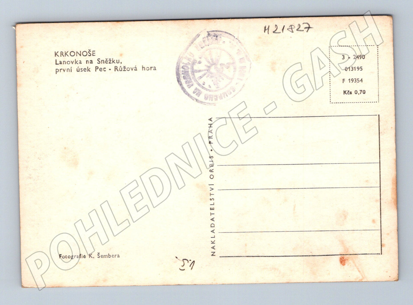 Pohlednice Krkonoše lanovka na Sněžku Pec Růžová hora (M21827)