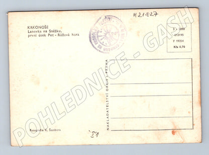 Pohlednice Krkonoše lanovka na Sněžku Pec Růžová hora (M21827)