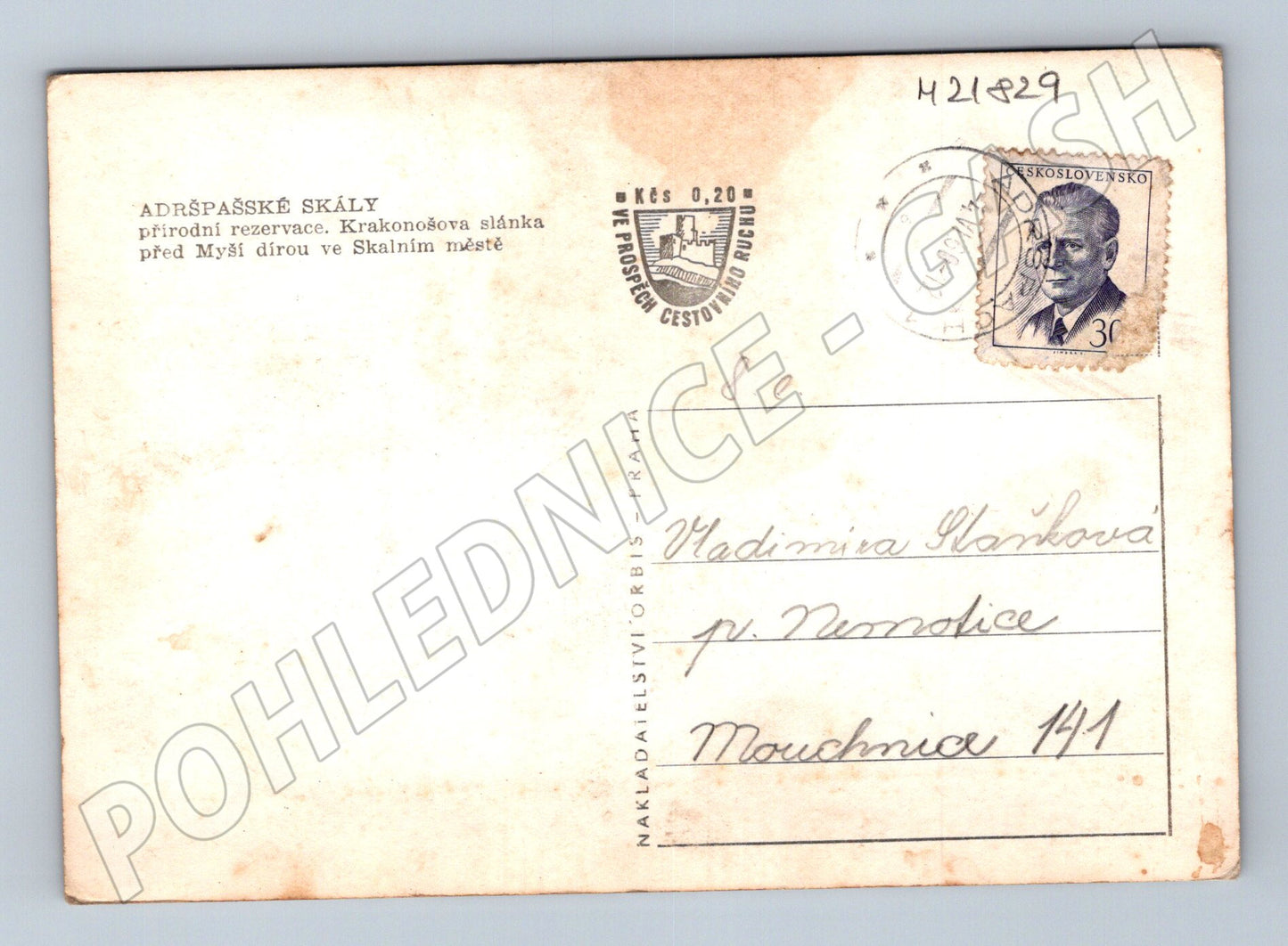 Pohlednice Adršpašské skály Krakonošova slánka 1962 (M21829)