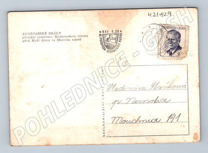 Pohlednice Adršpašské skály Krakonošova slánka 1962 (M21829)